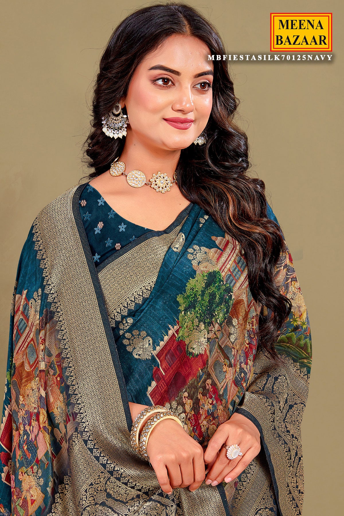 Navy Silk Saree – Timeless Glamour