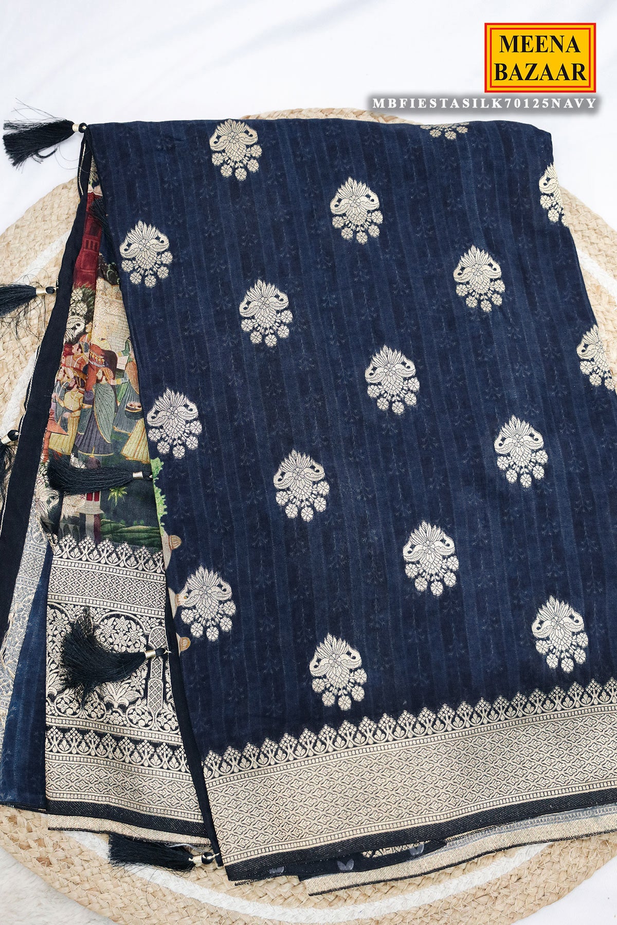 Navy Silk Saree – Timeless Glamour