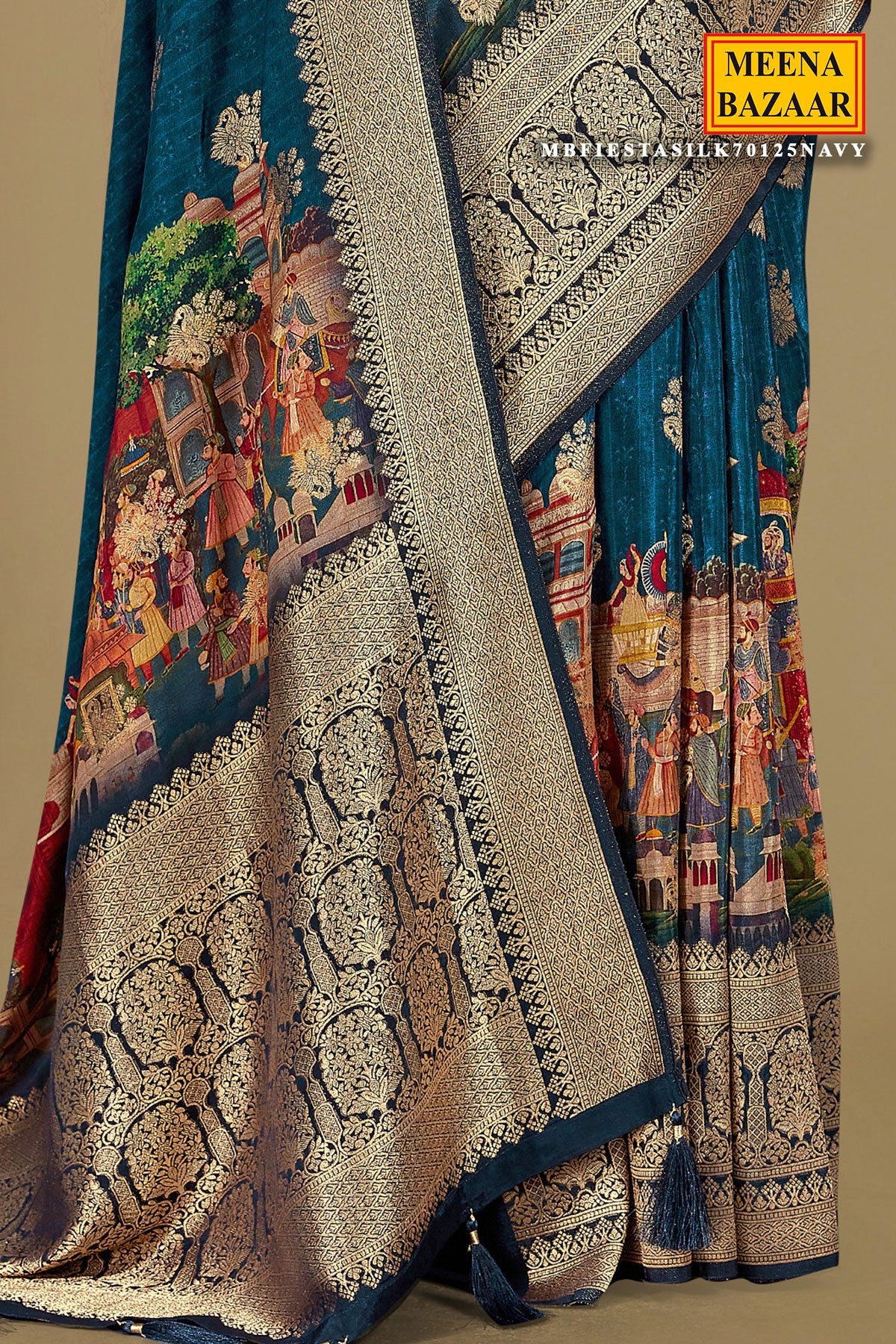 Navy Silk Saree – Timeless Glamour