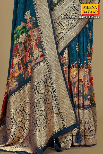 Navy Silk Saree – Timeless Glamour