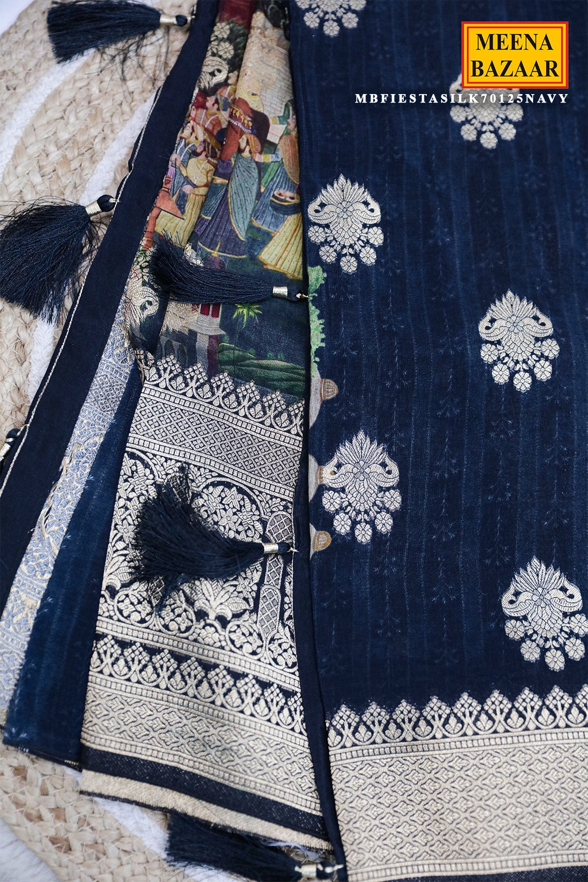 Navy Silk Saree – Timeless Glamour