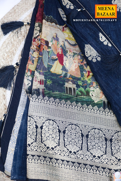 Navy Silk Saree – Timeless Glamour