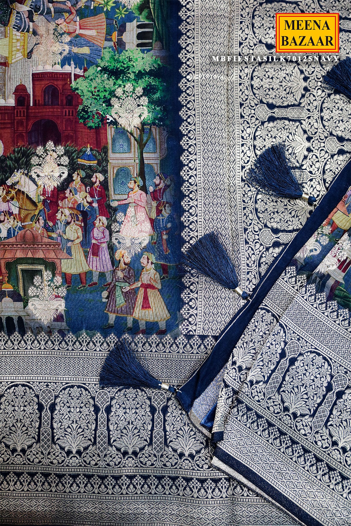 Navy Silk Saree – Timeless Glamour