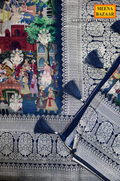 Navy Silk Saree – Timeless Glamour