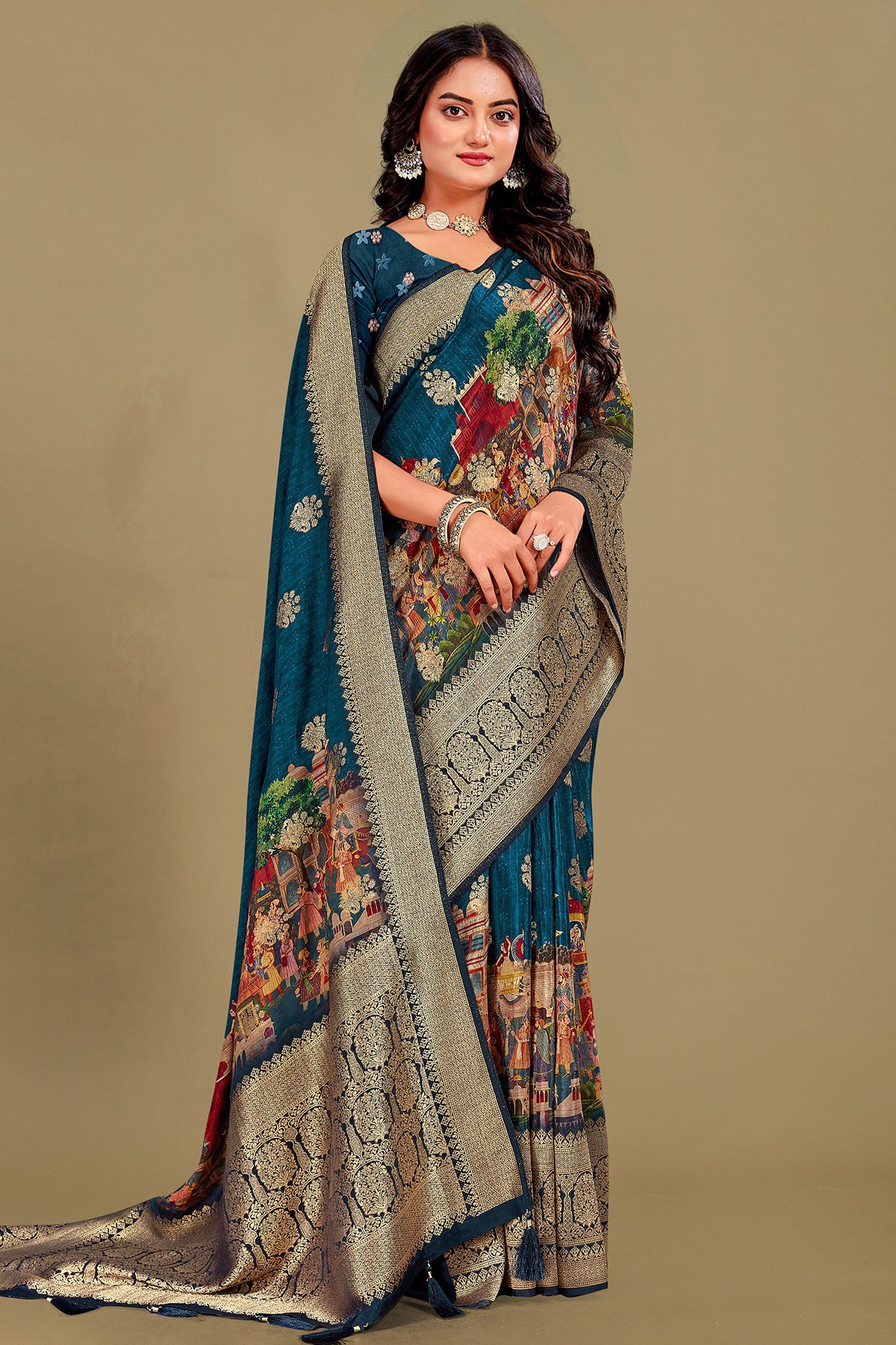 Navy Silk Saree – Timeless Glamour