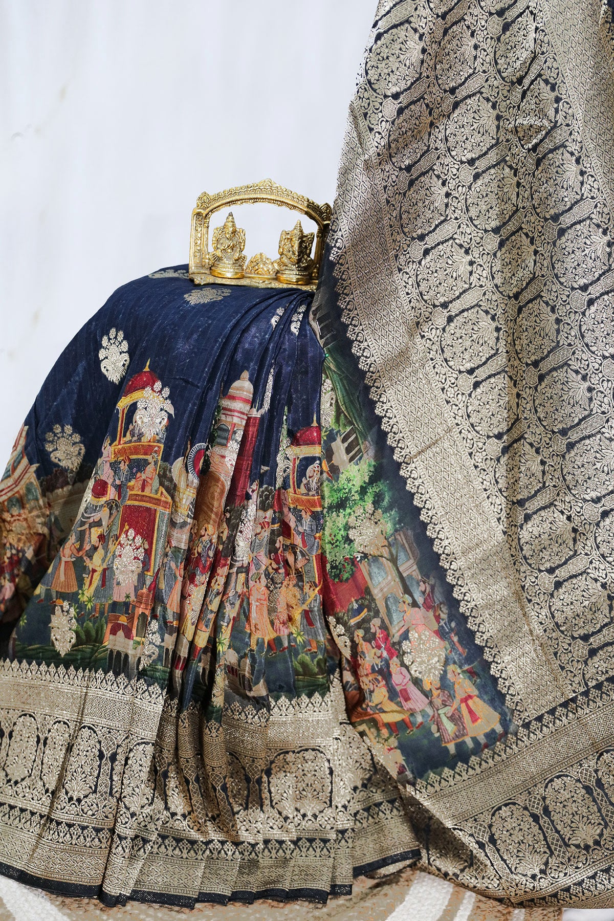 Navy Silk Saree – Timeless Glamour