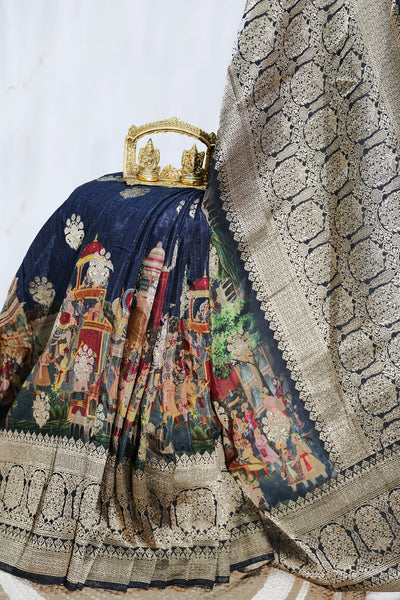 Navy Silk Saree – Timeless Glamour