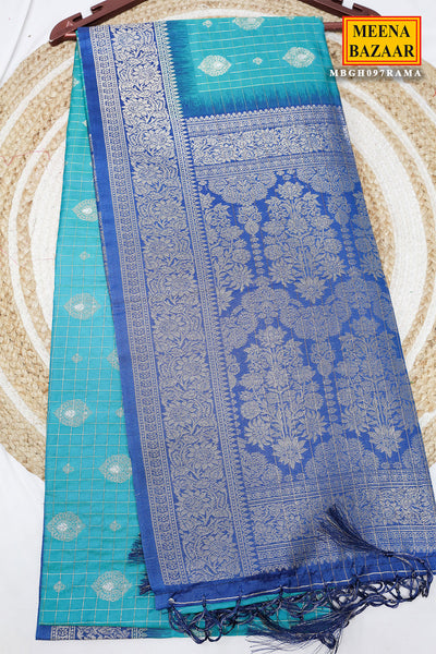 Rama Silk Weaving Saree Elegant Festive Wear
