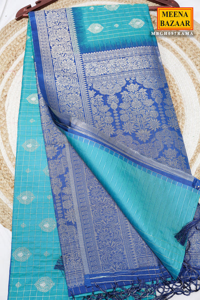 Rama Silk Weaving Saree Elegant Festive Wear