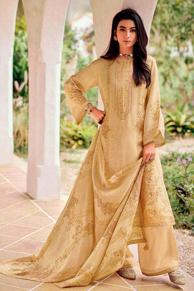 Peach Tissue Sequin and Zari Embroidered Unstitched Suit Set