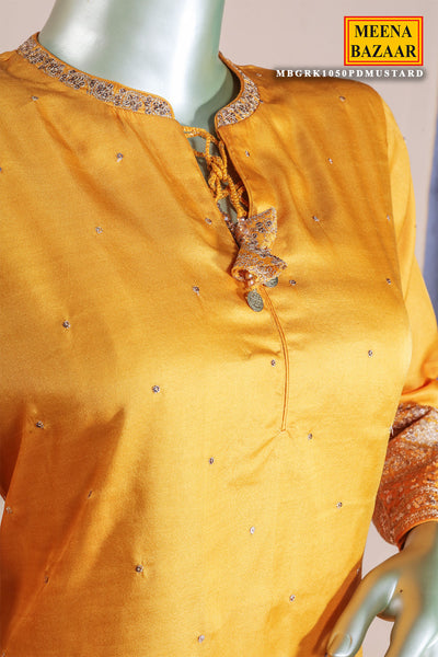 Mustard Silk Ready Made Suit with Embroidery