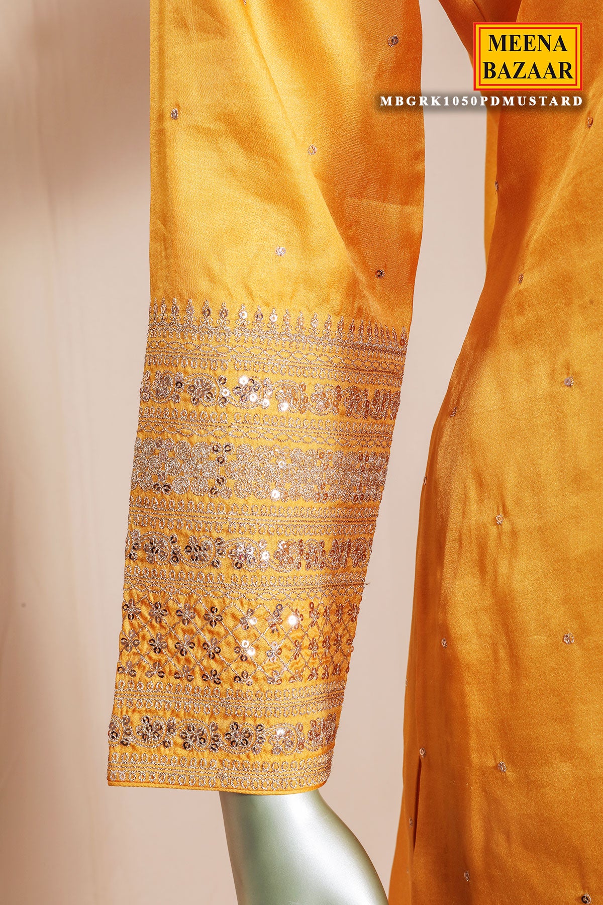 Mustard Silk Ready Made Suit with Embroidery