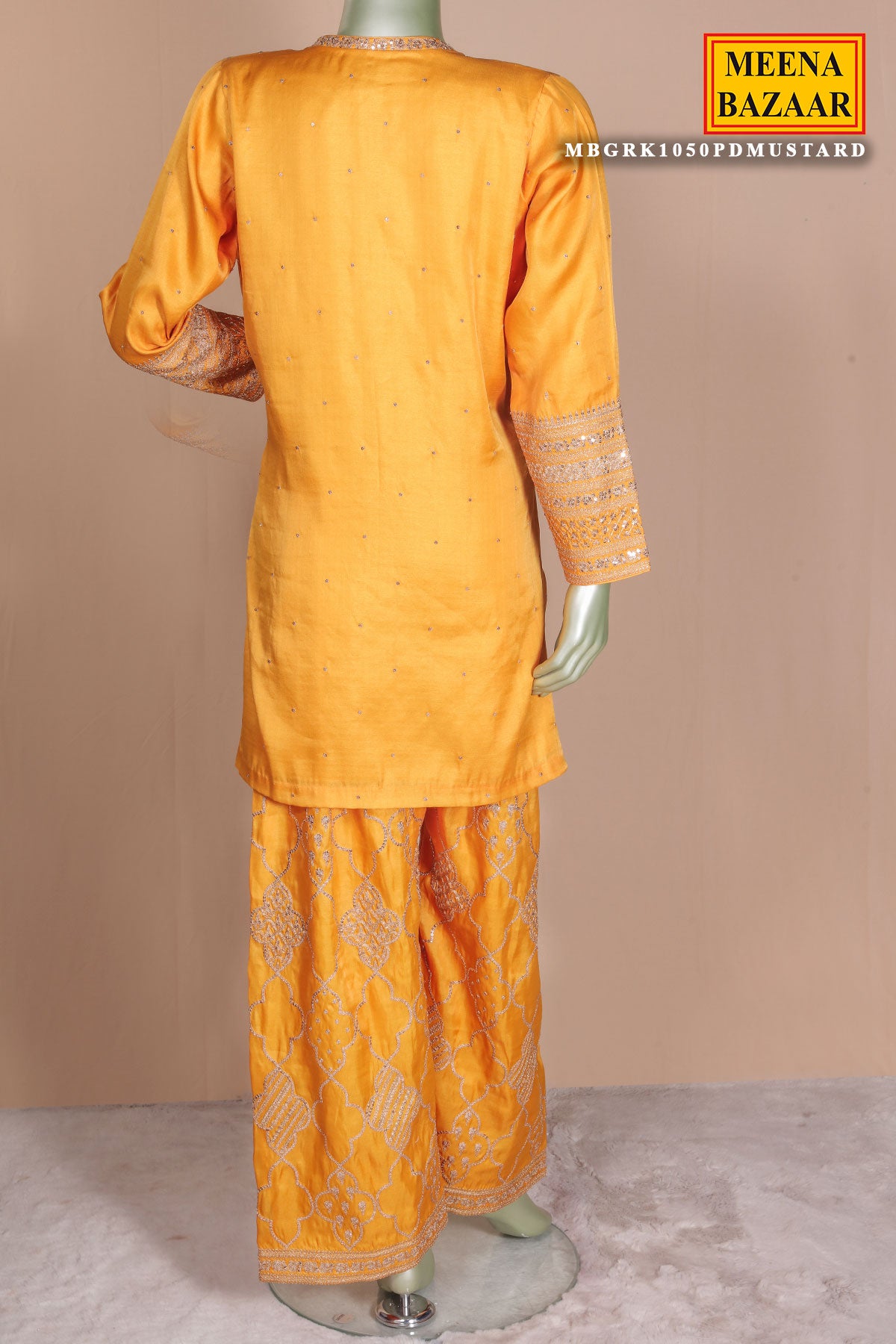 Mustard Silk Ready Made Suit with Embroidery