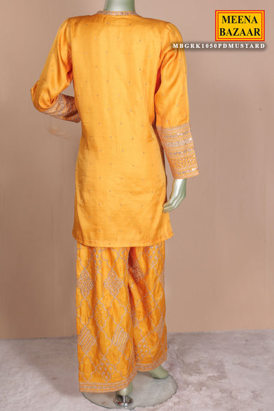 Mustard Silk Ready Made Suit with Embroidery