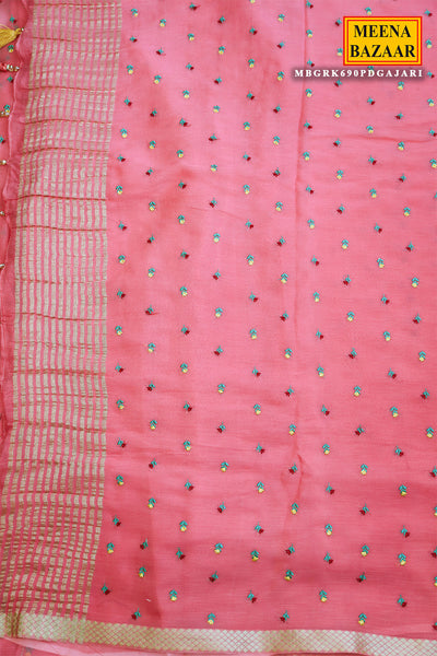 Gajri Chiffon Saree with Thread Embroidery – Elegant Festive & Party Wear