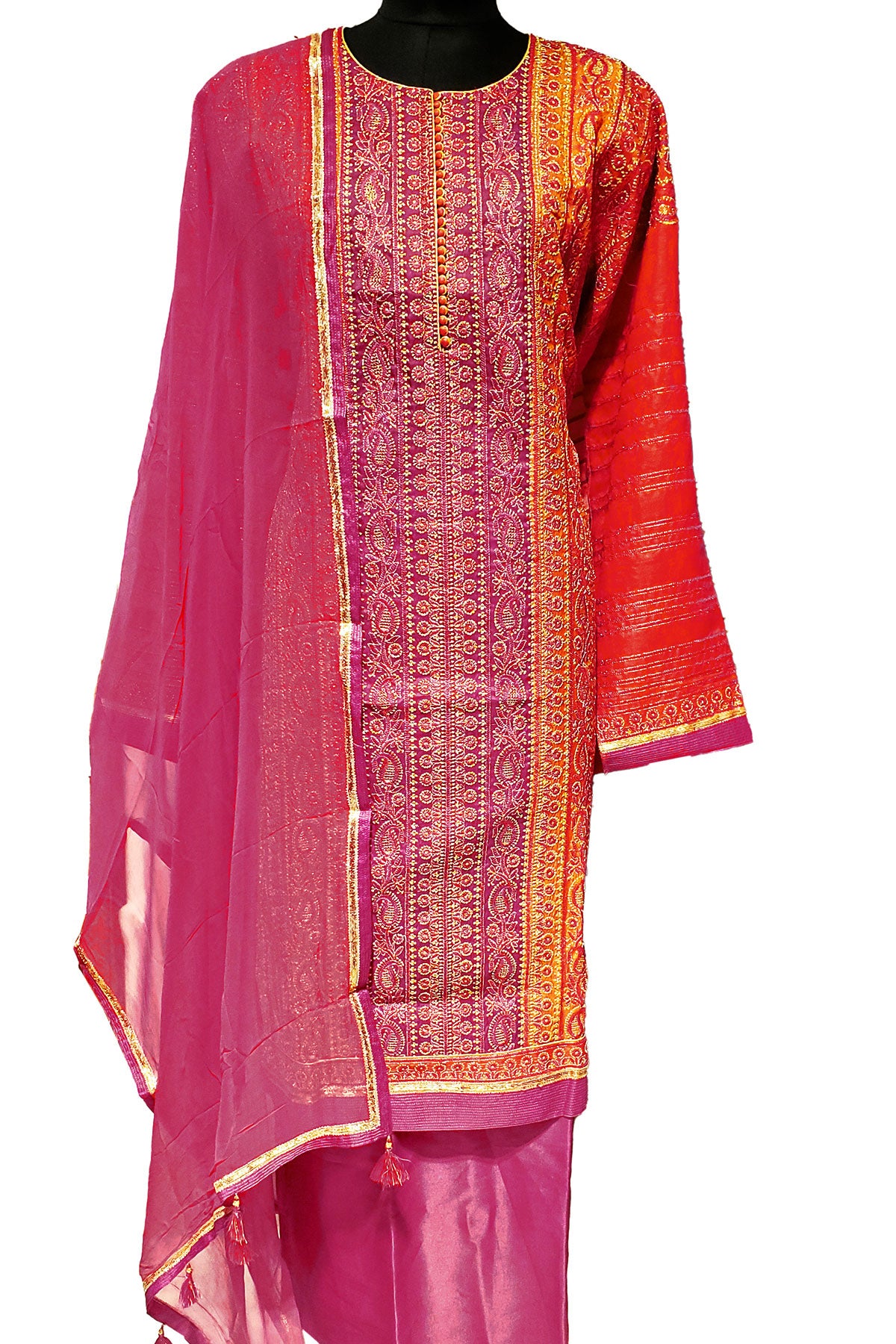 Gajari Silk Zari Embroidered Suit Set