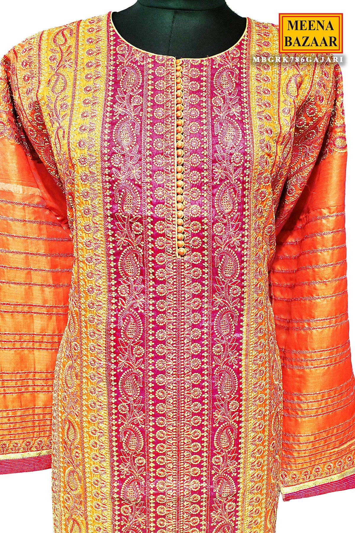 Gajari Silk Zari Embroidered Suit Set