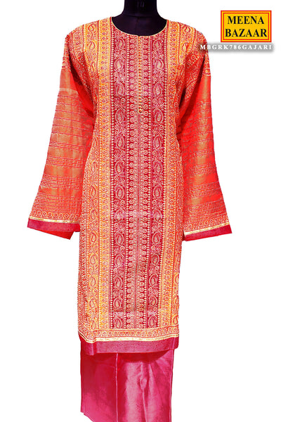 Gajari Silk Zari Embroidered Suit Set