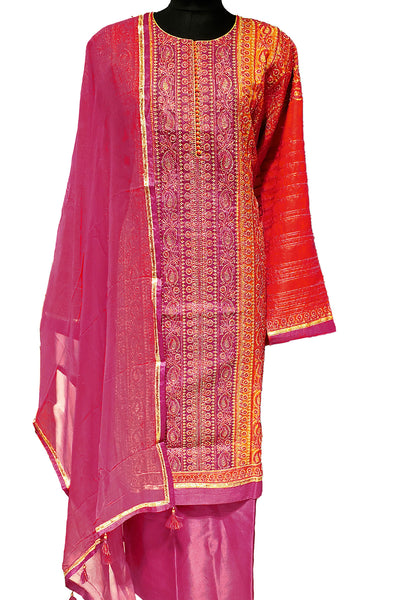 Gajari Silk Zari Embroidered Suit Set