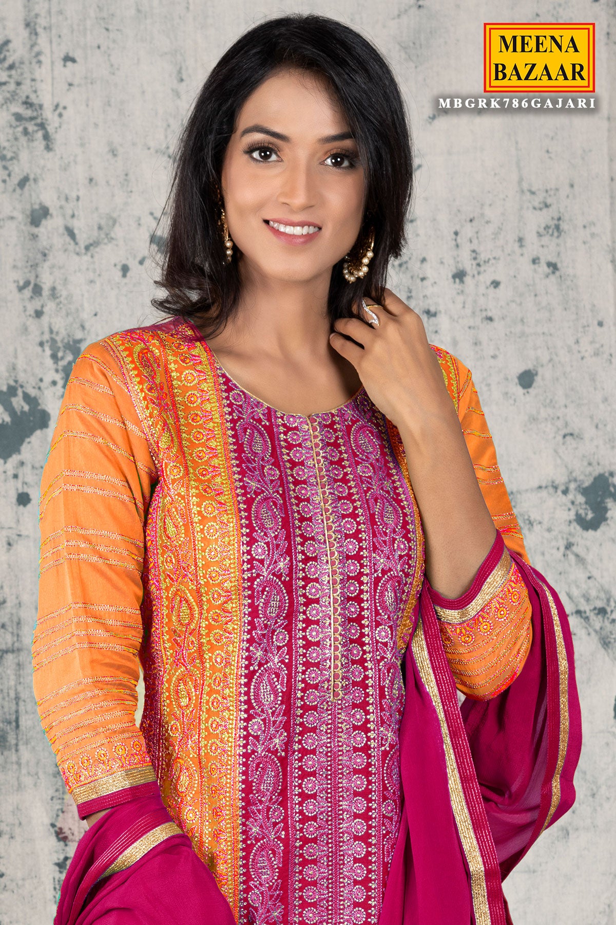 Gajari Silk Zari Embroidered Suit Set