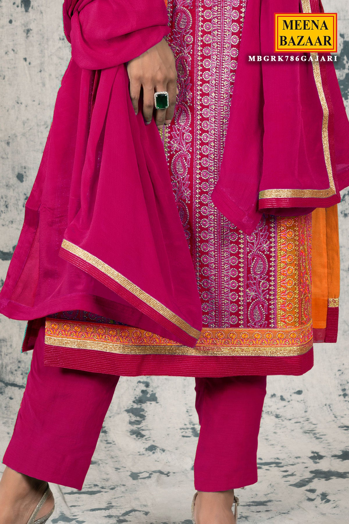 Gajari Silk Zari Embroidered Suit Set