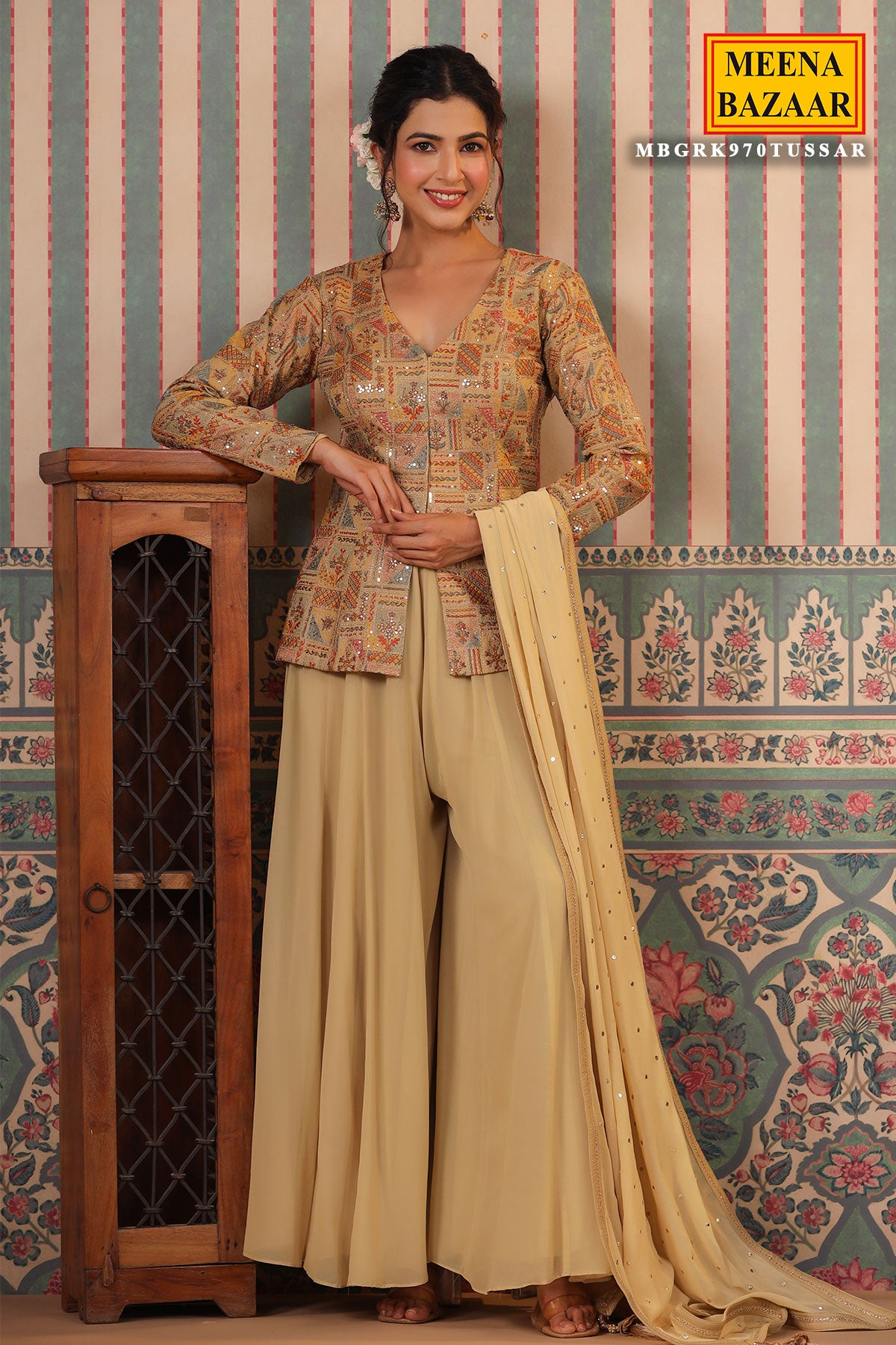 Sequin Embroidered Short Kurti and Sharara Suit – MummaGoose