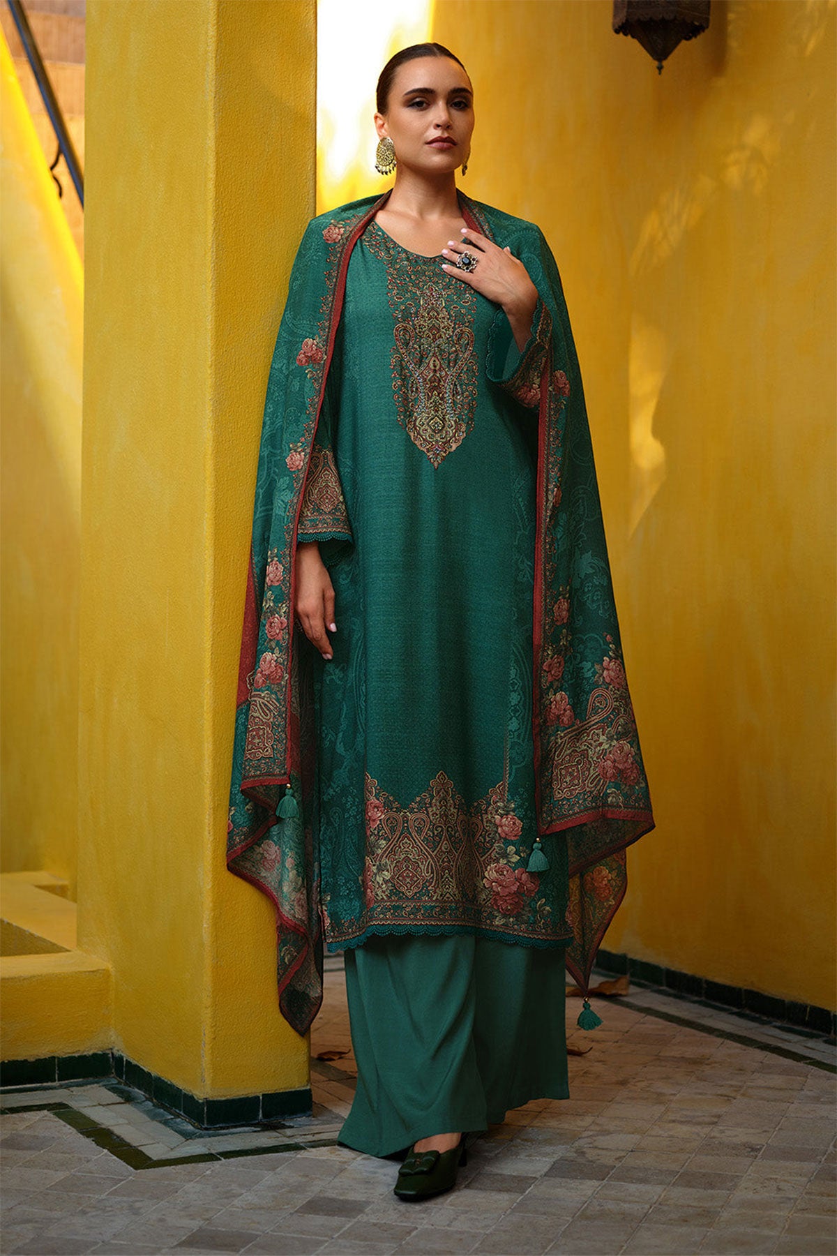 Rama Viscose Muslin Printed Sequin Embroidered Suit Set