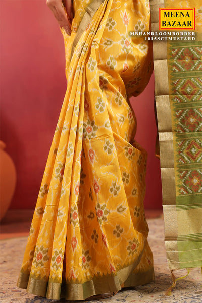 Mustard Handloom Silk Saree with Contrast Border