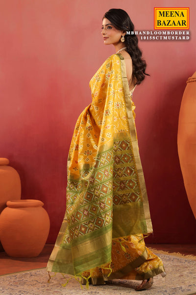 Mustard Handloom Silk Saree with Contrast Border