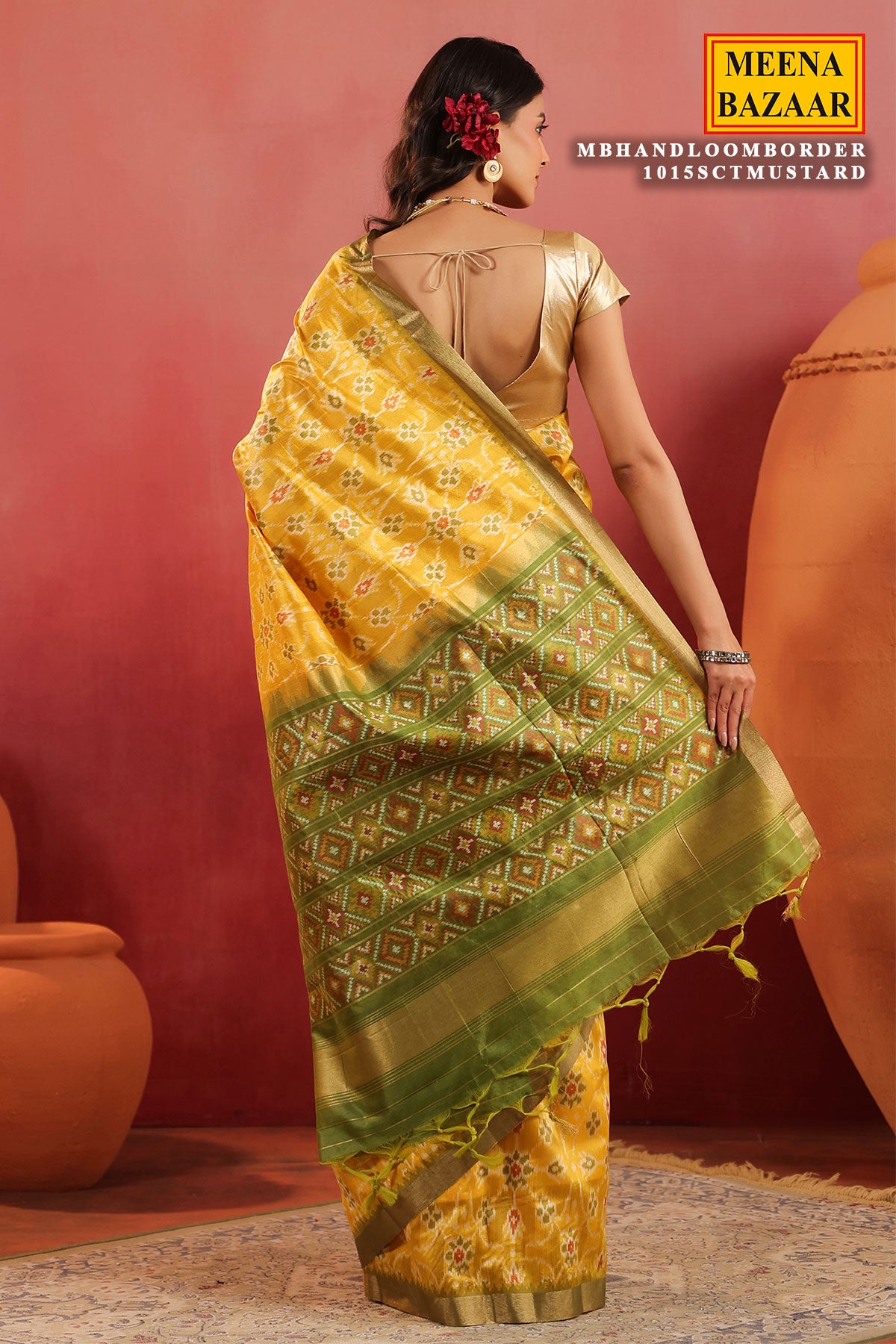 Mustard Handloom Silk Saree with Contrast Border