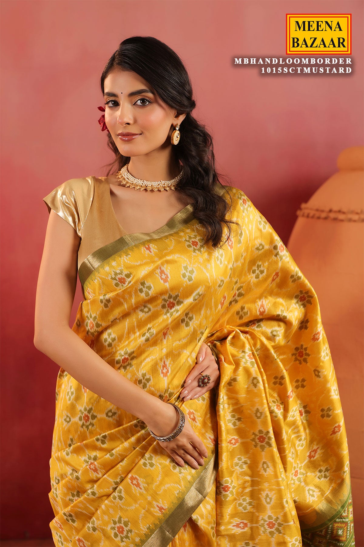 Mustard Handloom Silk Saree with Contrast Border
