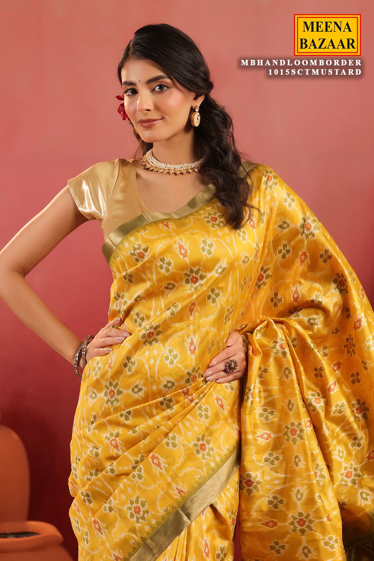 Mustard Handloom Silk Saree with Contrast Border