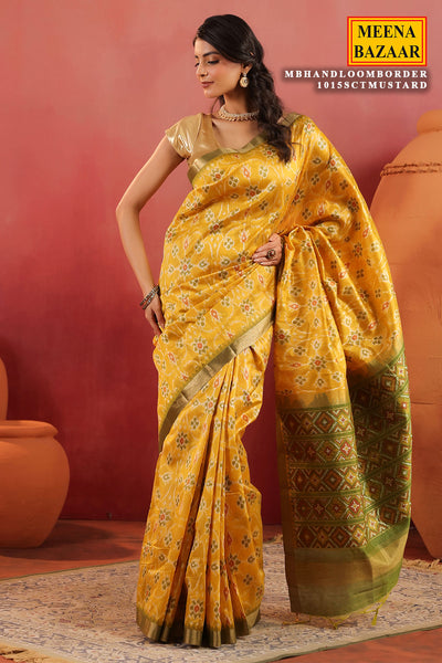 Mustard Handloom Silk Saree with Contrast Border