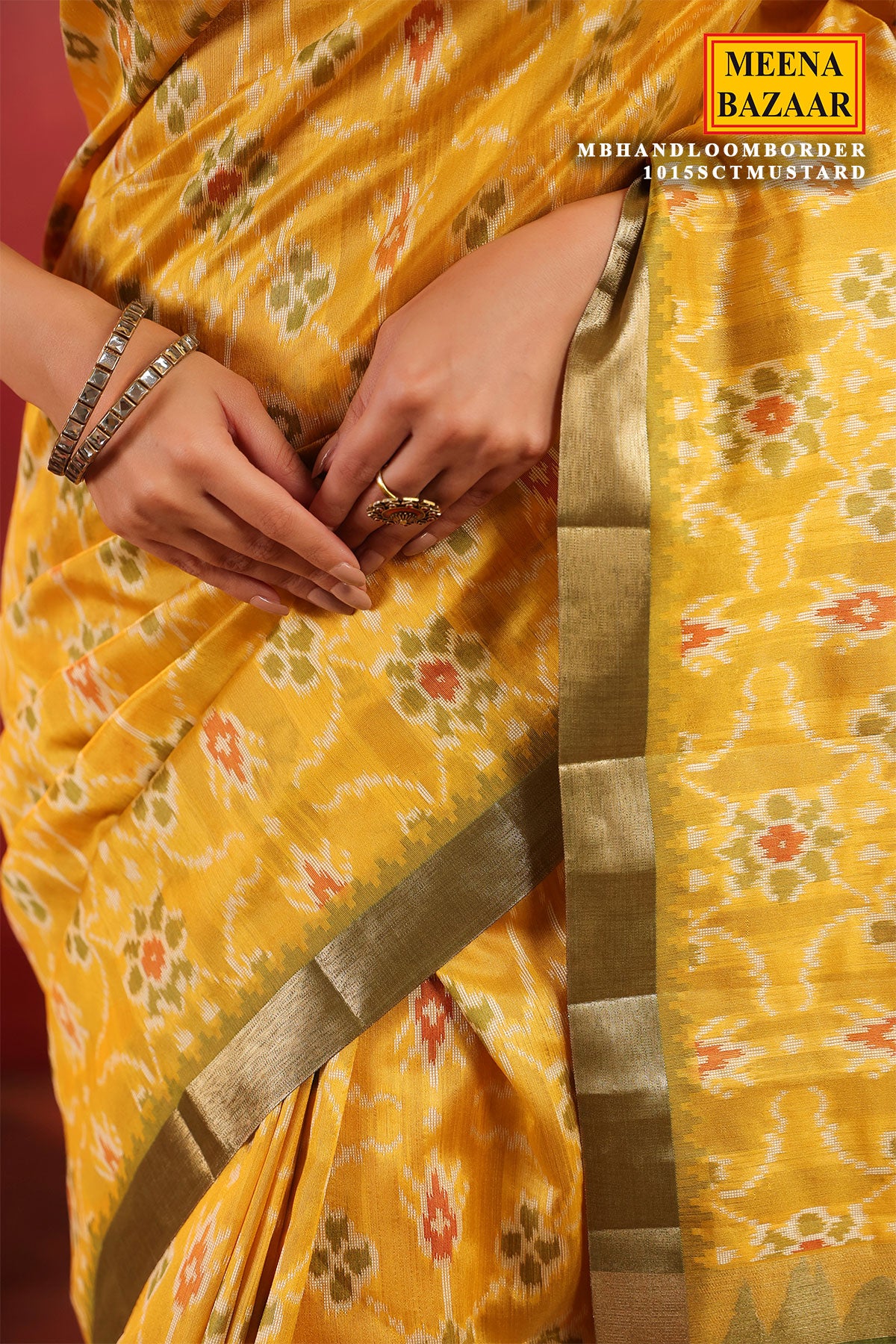 Mustard Handloom Silk Saree with Contrast Border