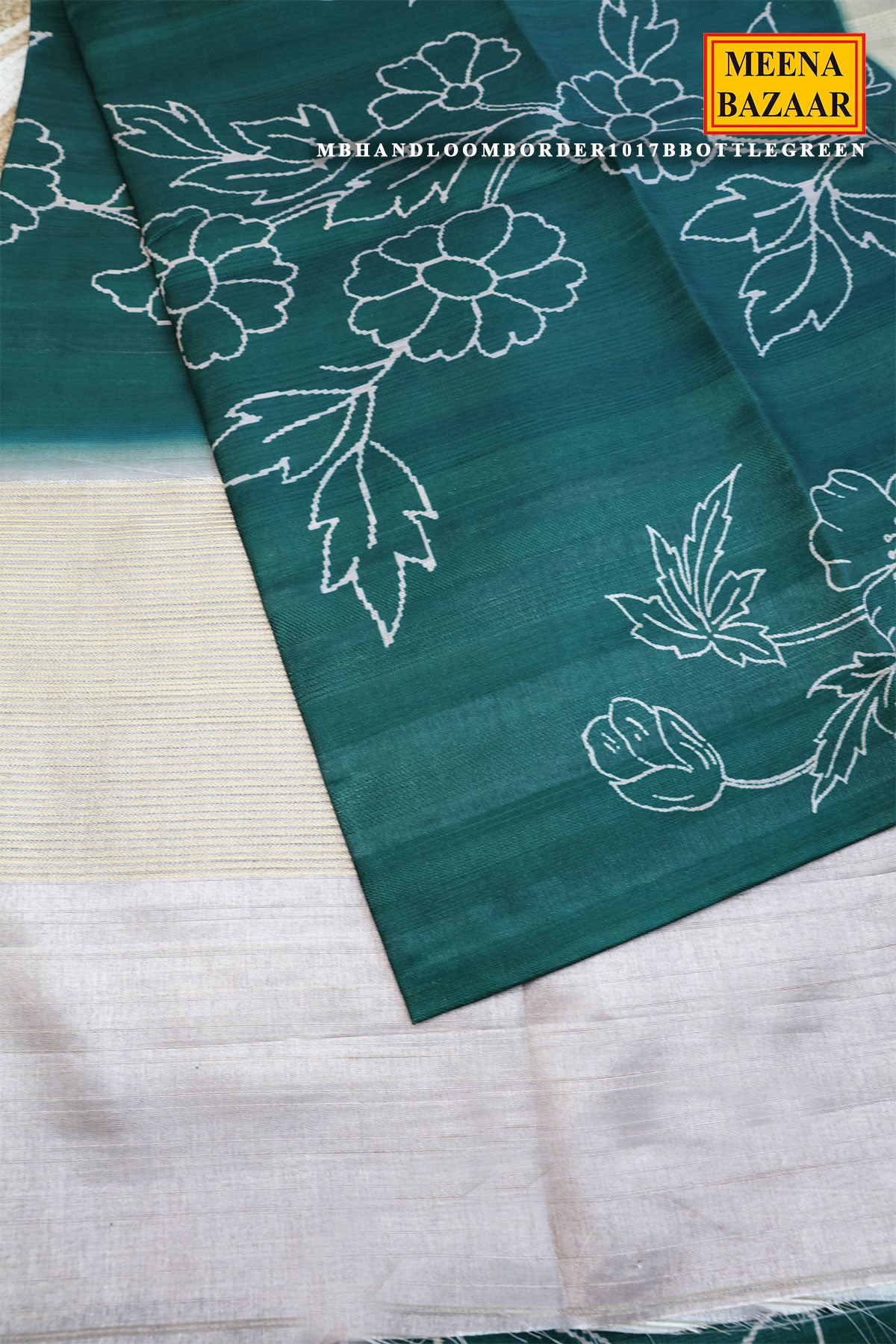 Bottle Green Cotton Weaving Saree Elegant Handloom Wear