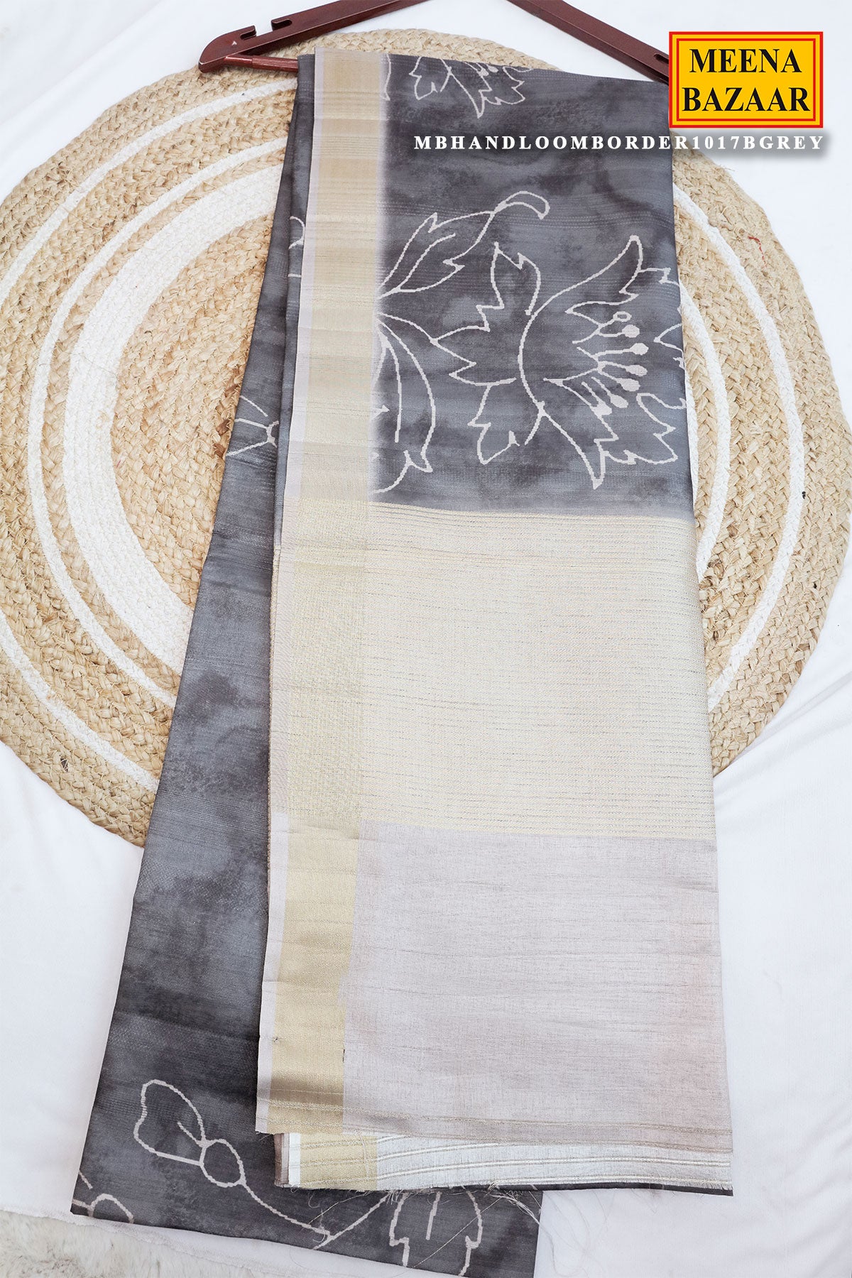 Grey Cotton Weaving Saree Elegant Handloom Wear