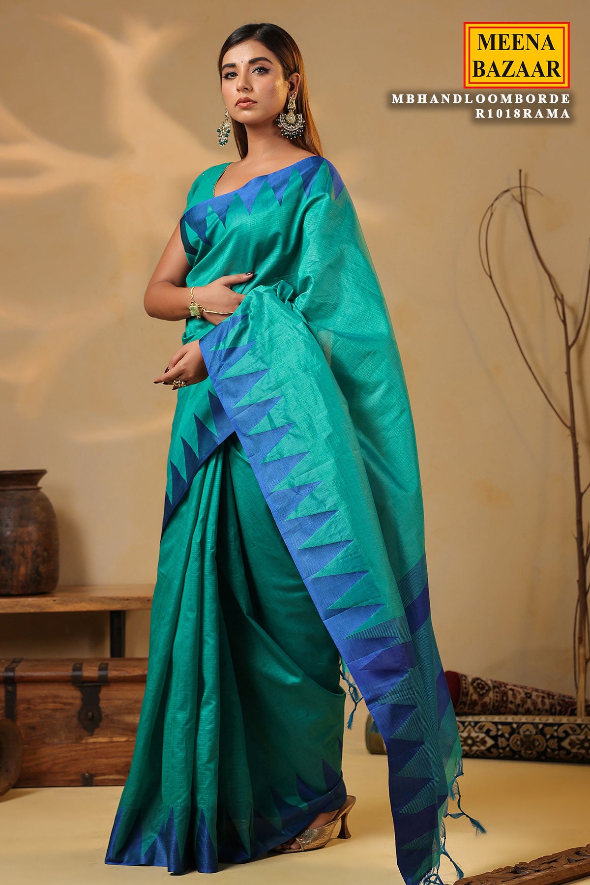 Rama Silk Handloom Border Weaving Saree Traditional Festive Wear ...