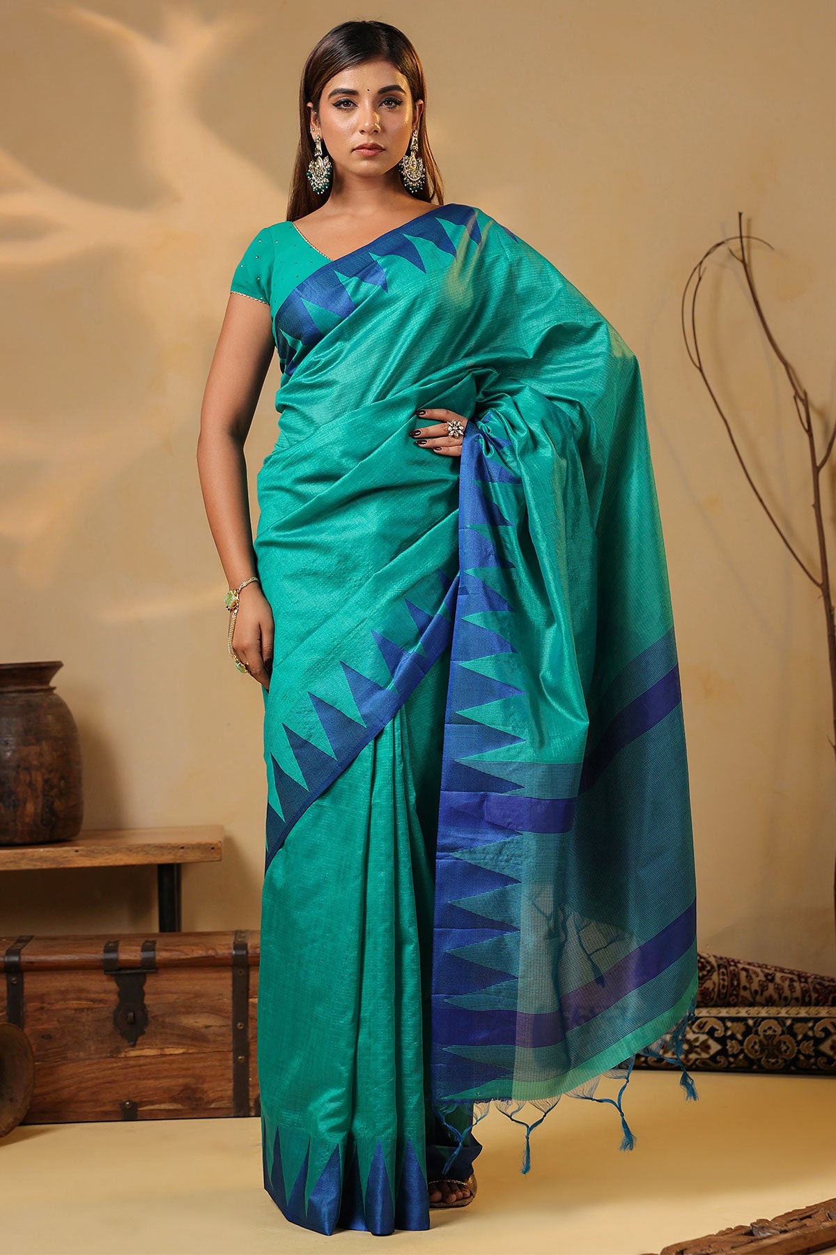 Rama Silk Handloom Border Weaving Saree Traditional Festive Wear ...