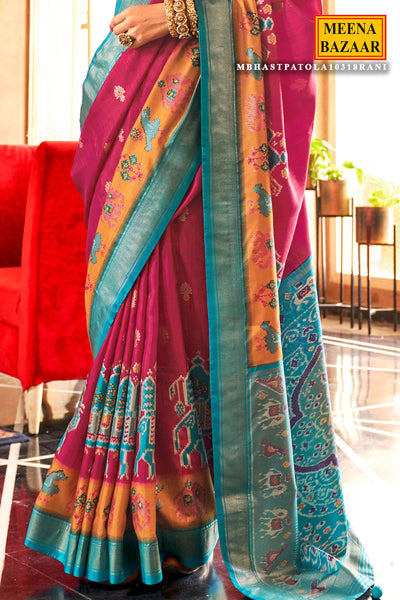 Rani Silk Zari Woevn Printed Patola Saree