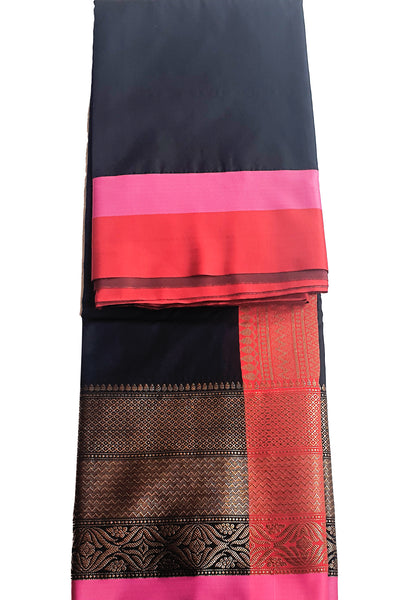 Black Silk Colour-Block Saree