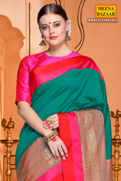 Rama Silk Colour-Block Saree