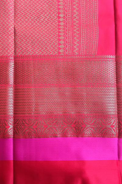 Rani Silk Colour-Block Saree