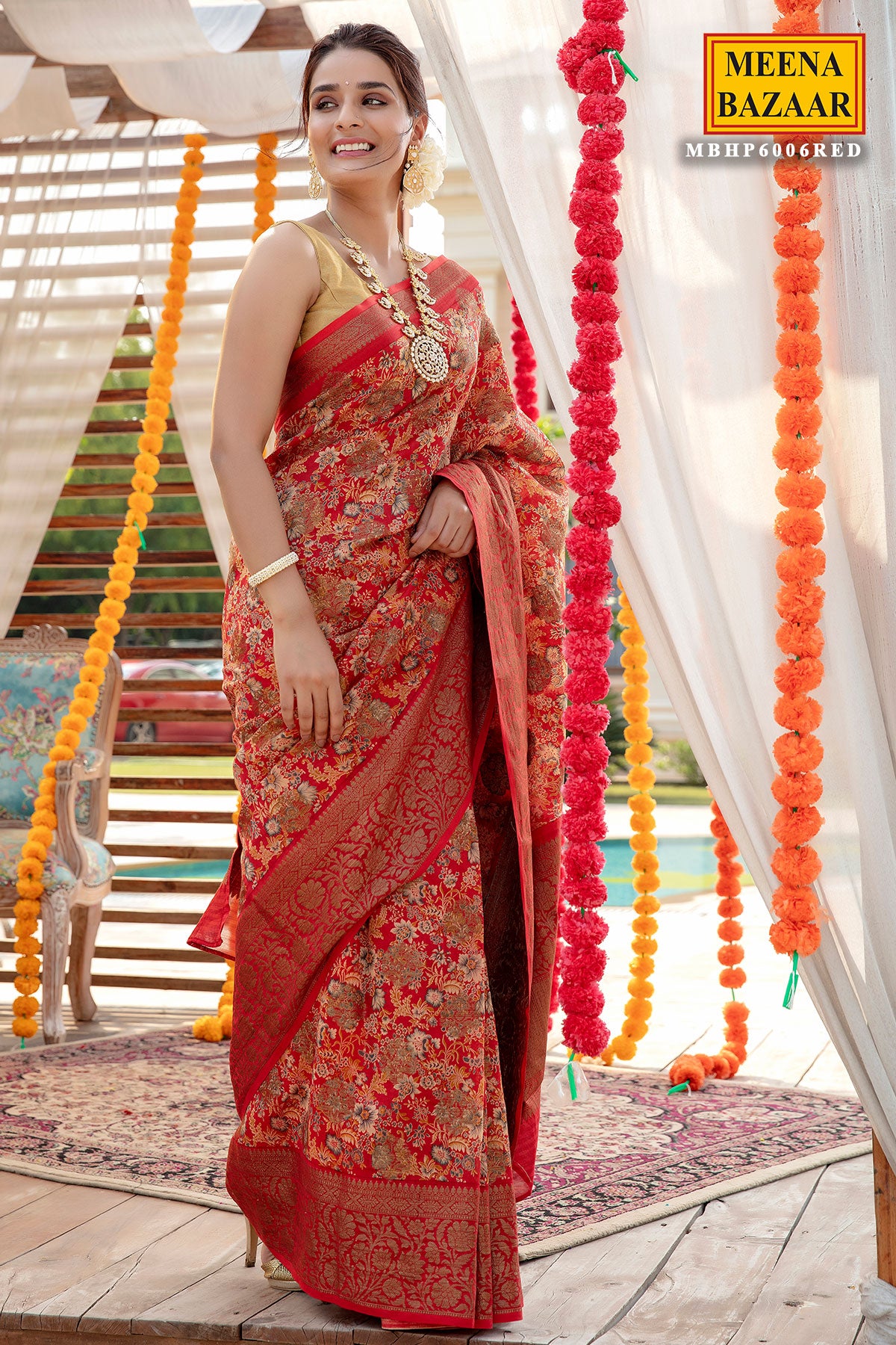 Meena Bazaar - This beautiful saree in #maroon-beige color... | Facebook