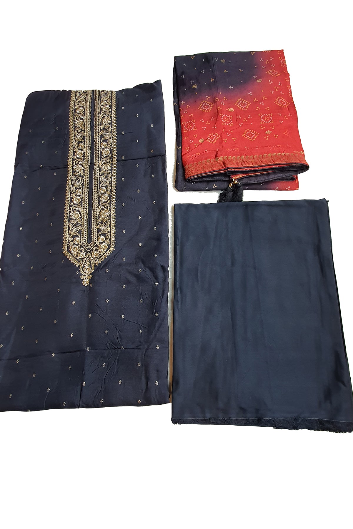 Black Russian Silk With Woven Embroidered Suit Set