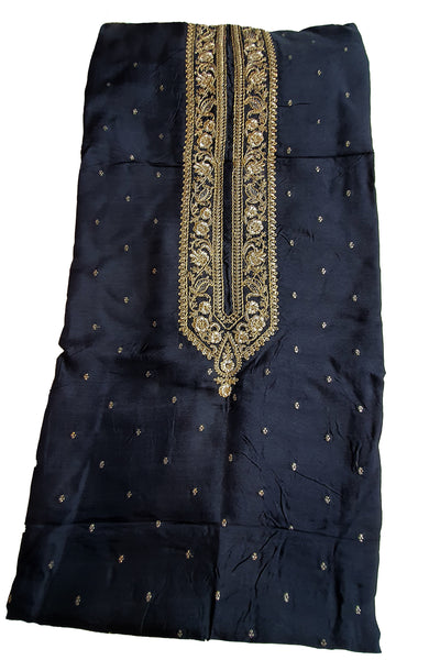 Black Russian Silk With Woven Embroidered Suit Set