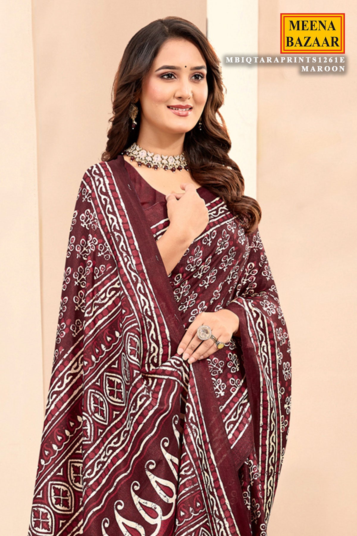 Maroon Tussar Silk saree
