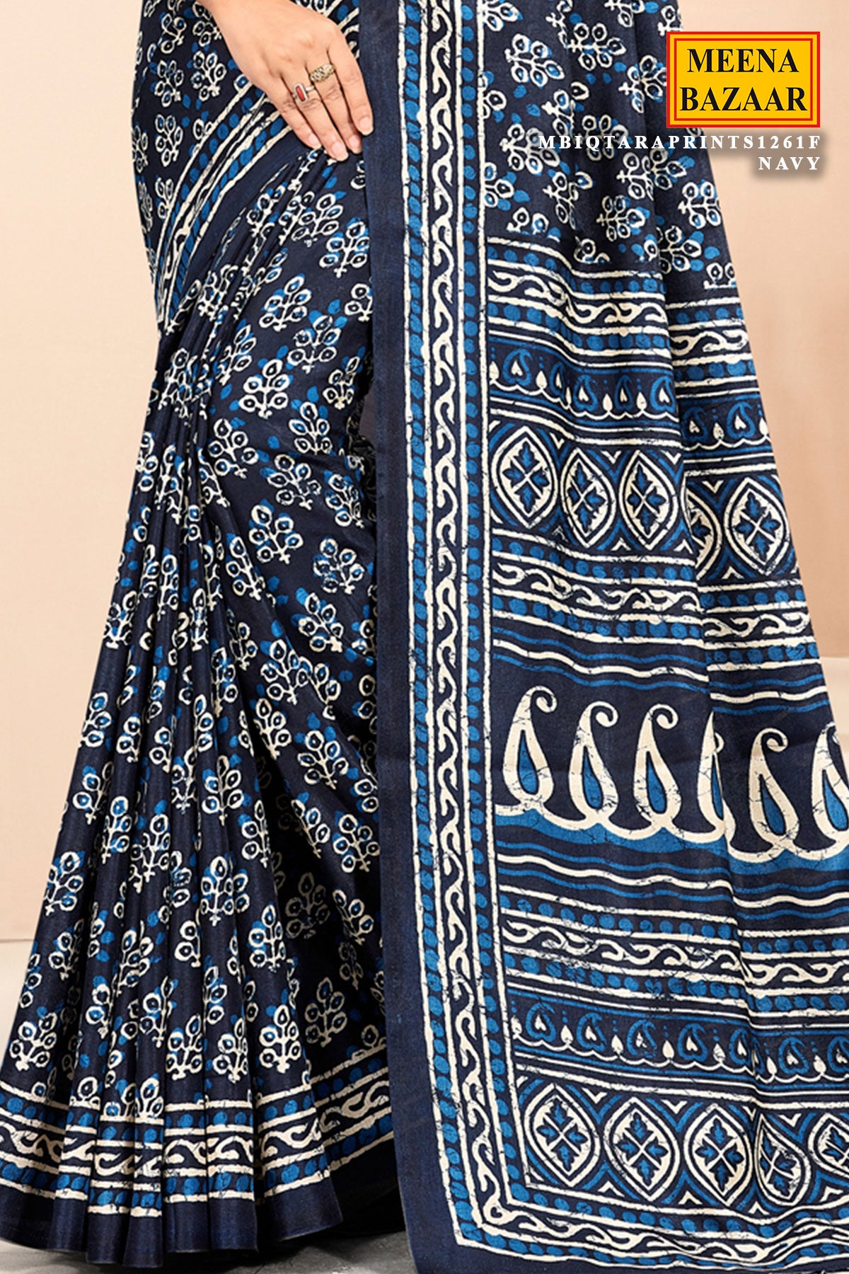 Elegant Navy Blue Silk Saree with Rich Zari Border & Pallu