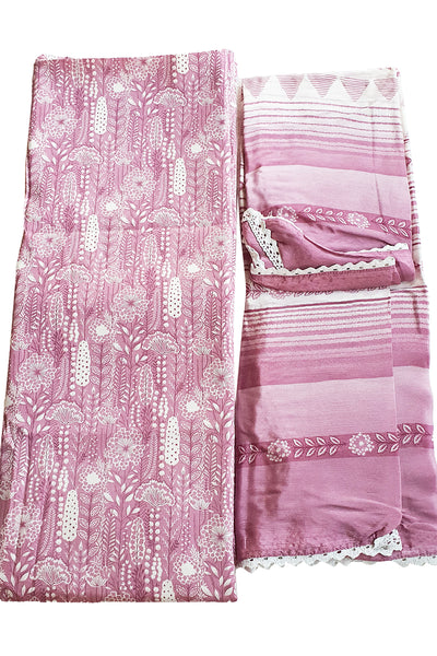 Pink Glace Cotton Thread Embroidered Suit Set