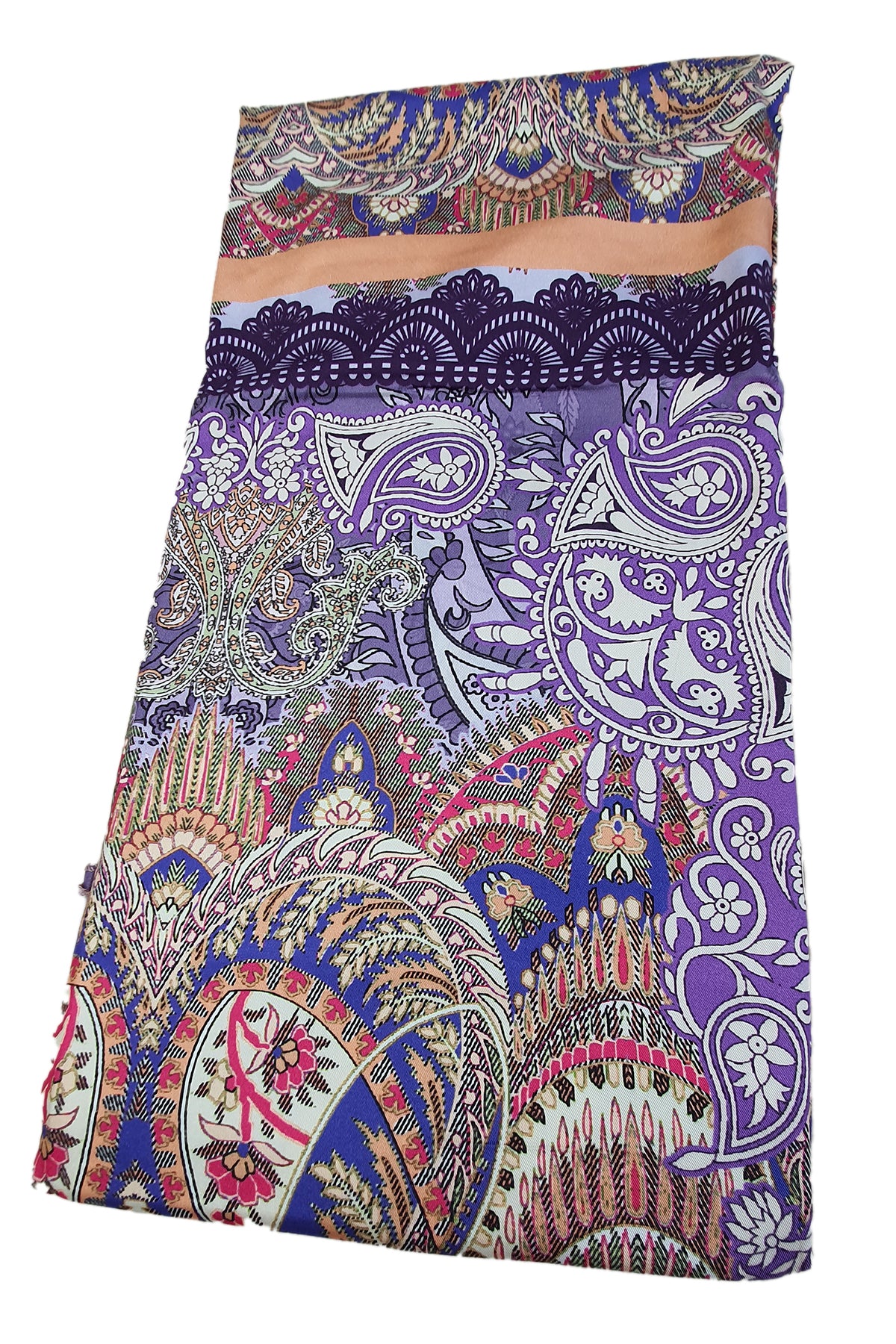 Purple Muslin Cotton Printed Unstitched Suit Set