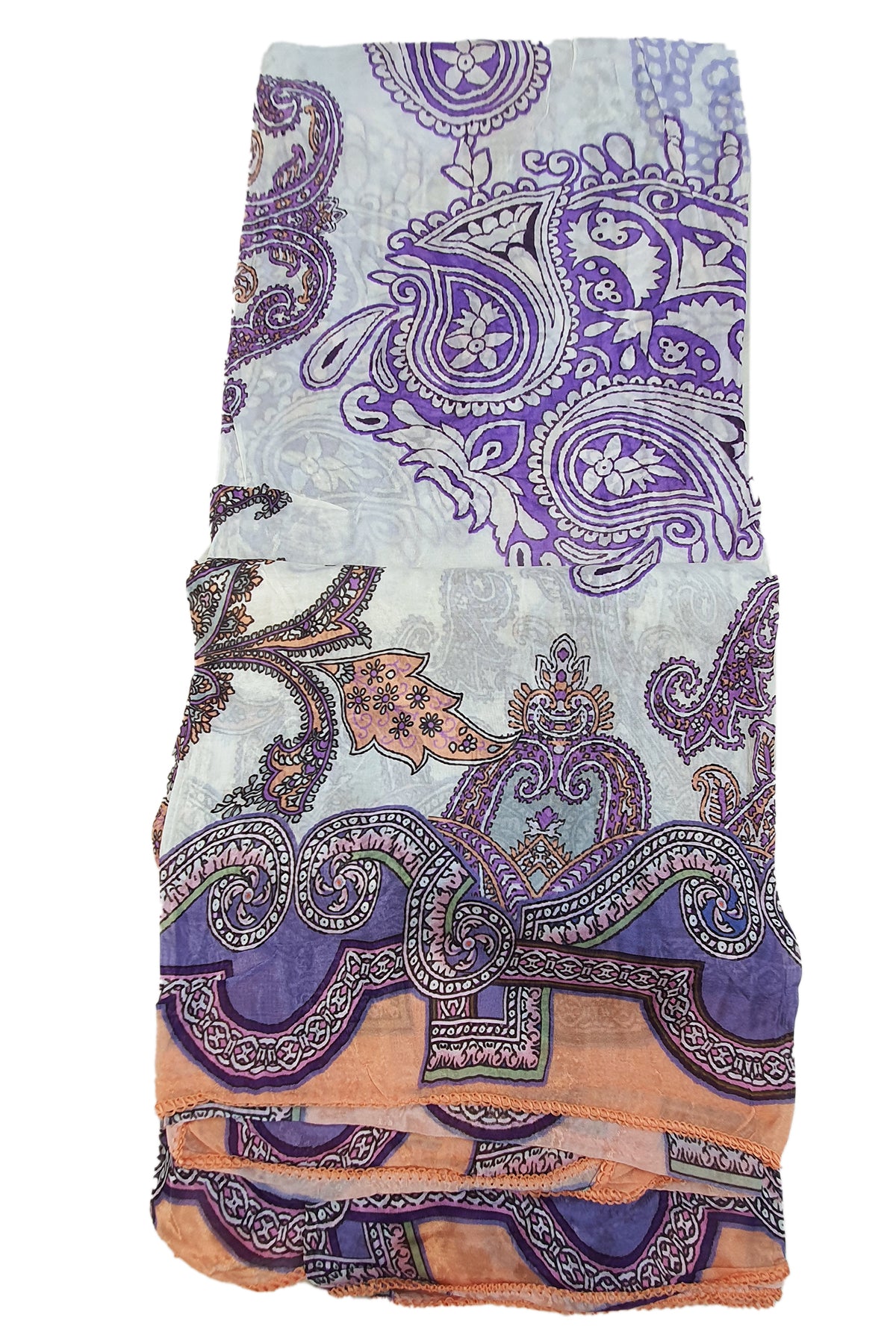 Purple Muslin Cotton Printed Unstitched Suit Set